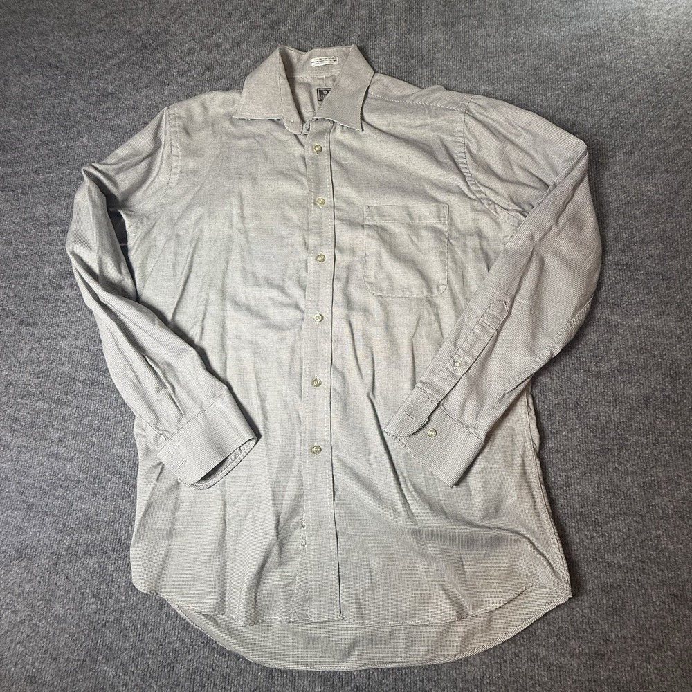 Peter Millar Mens Shirt 16 L Gray Check Button Up Cotton - Needs Repair READ